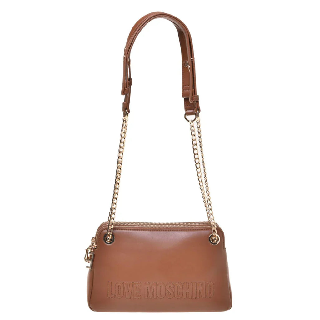 LOVE MOSCHINO borsa a tracolla in ecopelle color cuoio