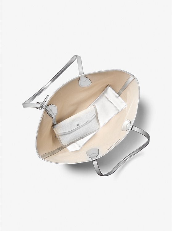 Borsa a tracolla grande Eva di Michael Kors con pochette, colore bianco ottico