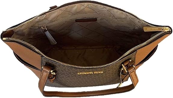 Borsa a mano Charlotte Signature in pelle con cerniera superiore (marrone)