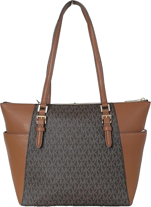 Borsa a mano Charlotte Signature in pelle con cerniera superiore (marrone)