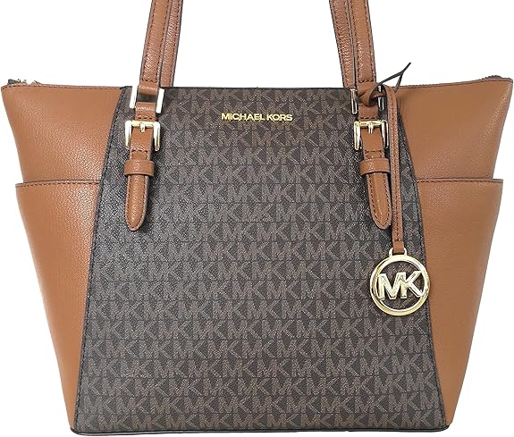 Borsa a mano Charlotte Signature in pelle con cerniera superiore (marrone)