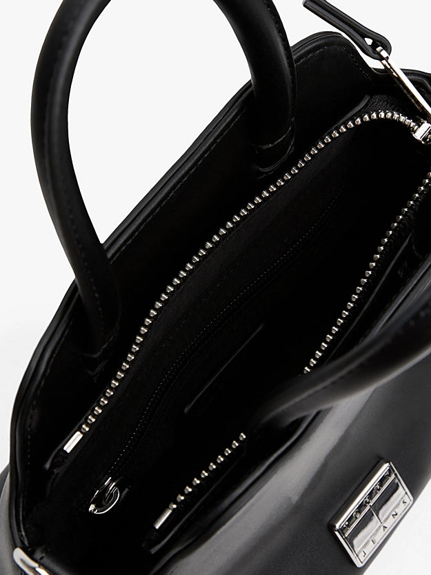 Satchel con tracolla e logo in metallo