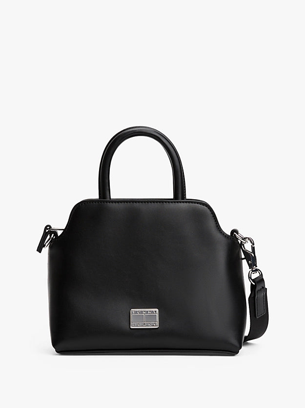 Satchel con tracolla e logo in metallo