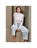 MYSUBLYME Dolcevita a Manica Lunga in Modal Ultralight con Cashmere Bianco