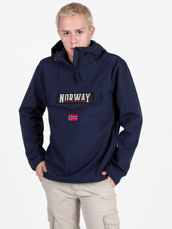 Norway Giubbotto da uomo a mezza zip con cappuccio BLU