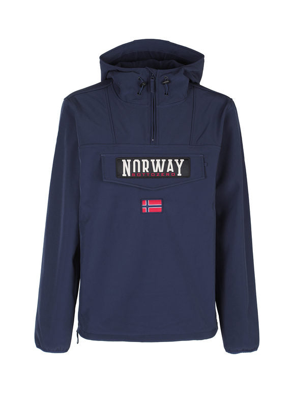 Norway Giubbotto da uomo a mezza zip con cappuccio BLU