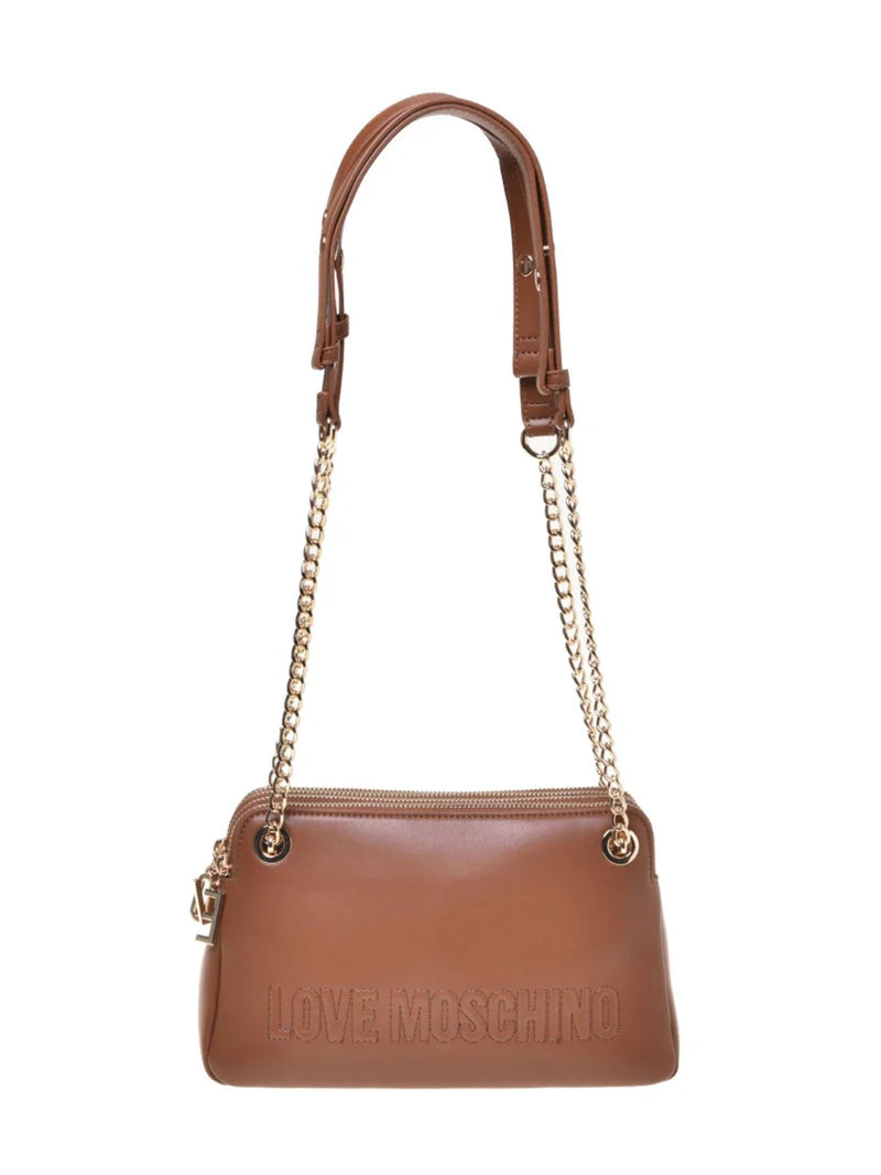 LOVE MOSCHINO borsa a tracolla in ecopelle color cuoio