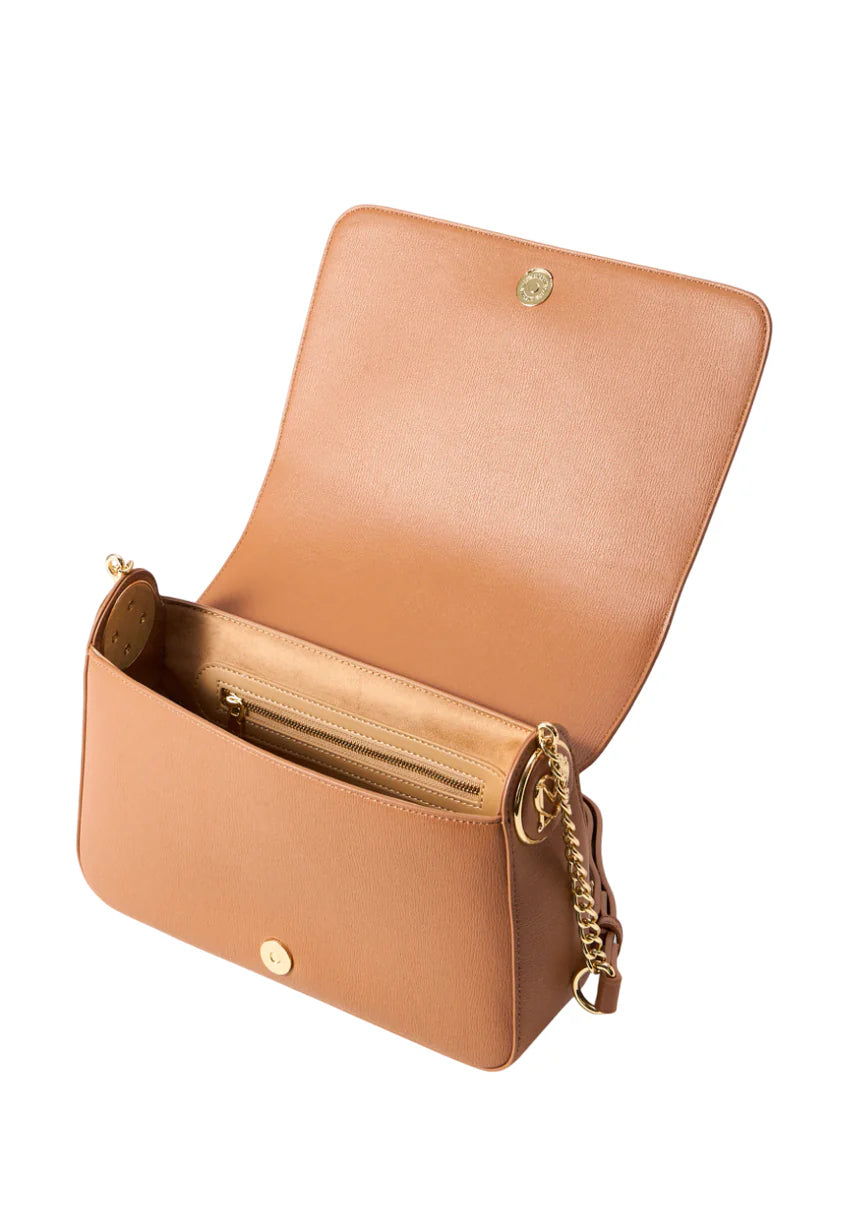 LOVE MOSCHINO borsa a spalla in ecopelle martellata cuoio