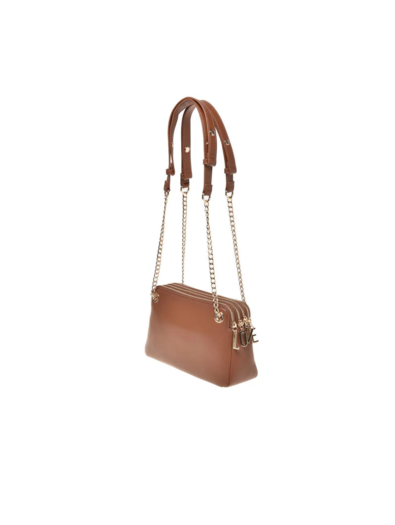 LOVE MOSCHINO borsa a tracolla in ecopelle color cuoio