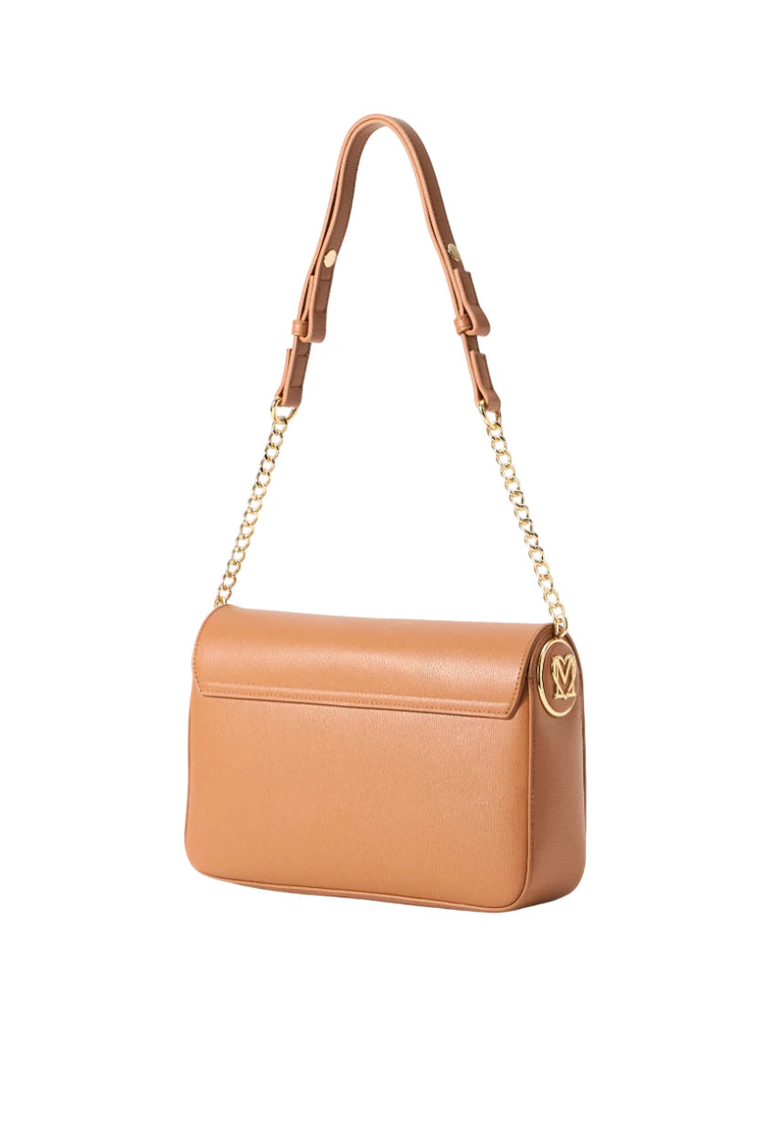 LOVE MOSCHINO borsa a spalla in ecopelle martellata cuoio