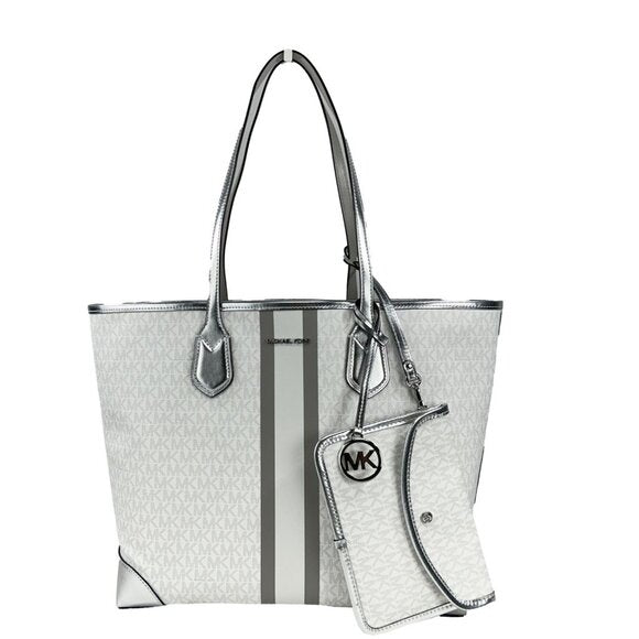 Borsa a tracolla grande Eva di Michael Kors con pochette, colore bianco ottico