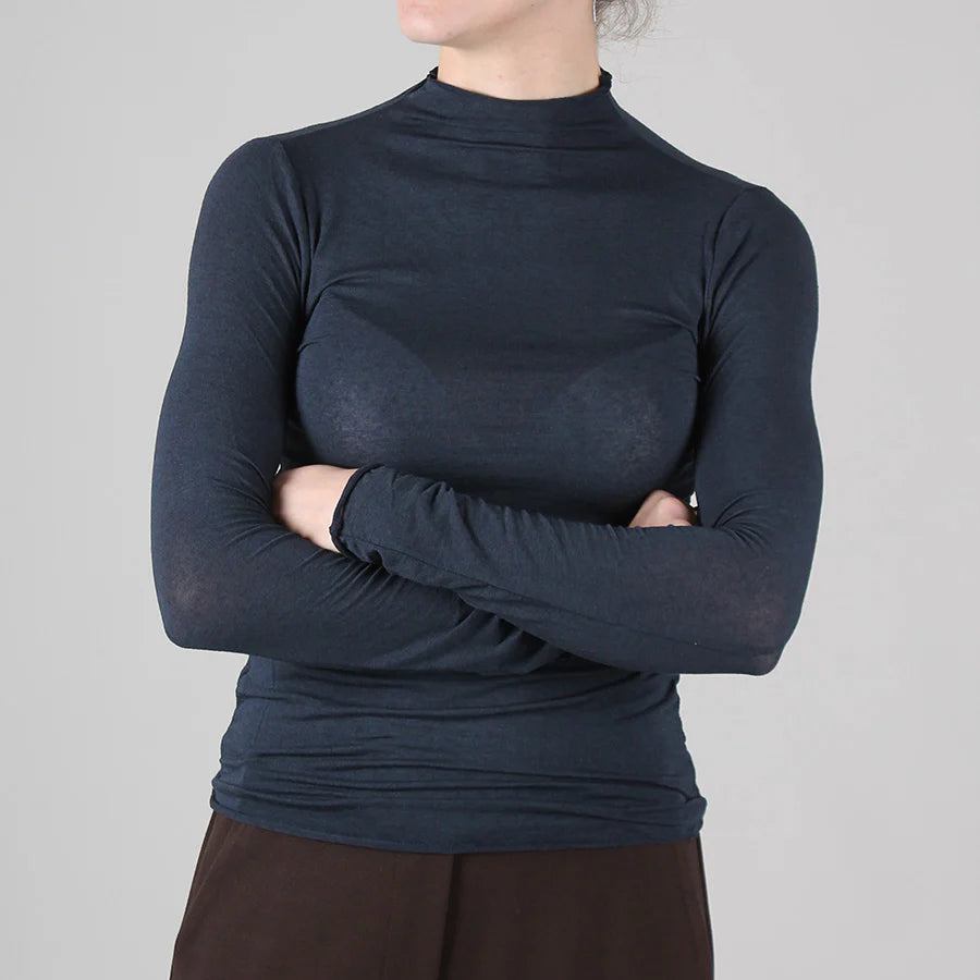 MYSUBLYME Dolcevita a Manica Lunga in Modal Ultralight con Cashmere BLU