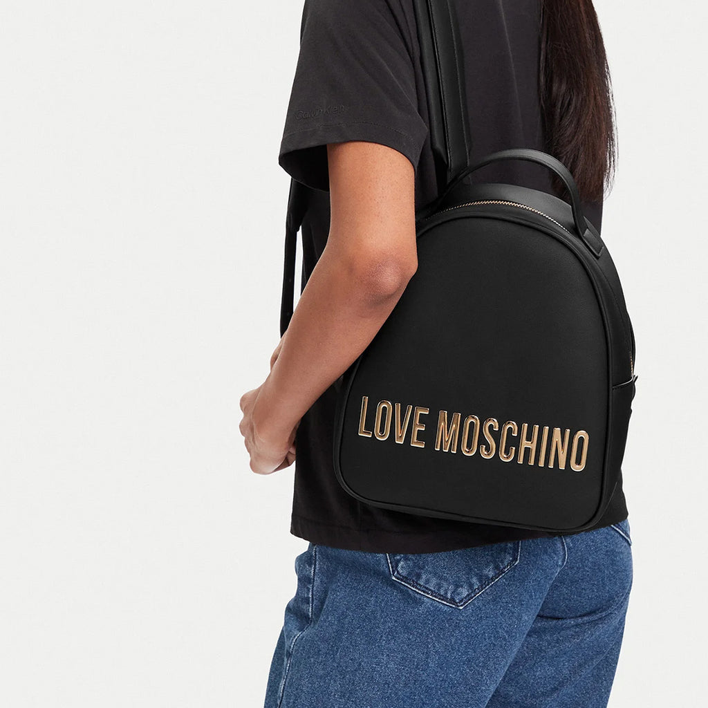LOVE MOSCHINO Zainetto PU GRS galvanizzato ORO nero